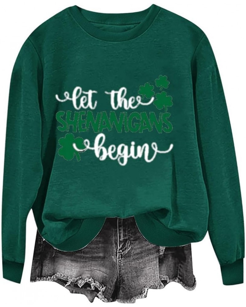 Women 2024 St Patricks Day Shirt O Neck Graphic Sweatshirts Tops Pullover Shirts Long Sleeve Blouses Spring Clothes 038- Fluo...