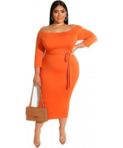 Plus Size 2 Piece Outfits for Women Deep V Neck Chain Printed Shirts with Belt and Loose Pants Party Clubwear Orange Red $16....