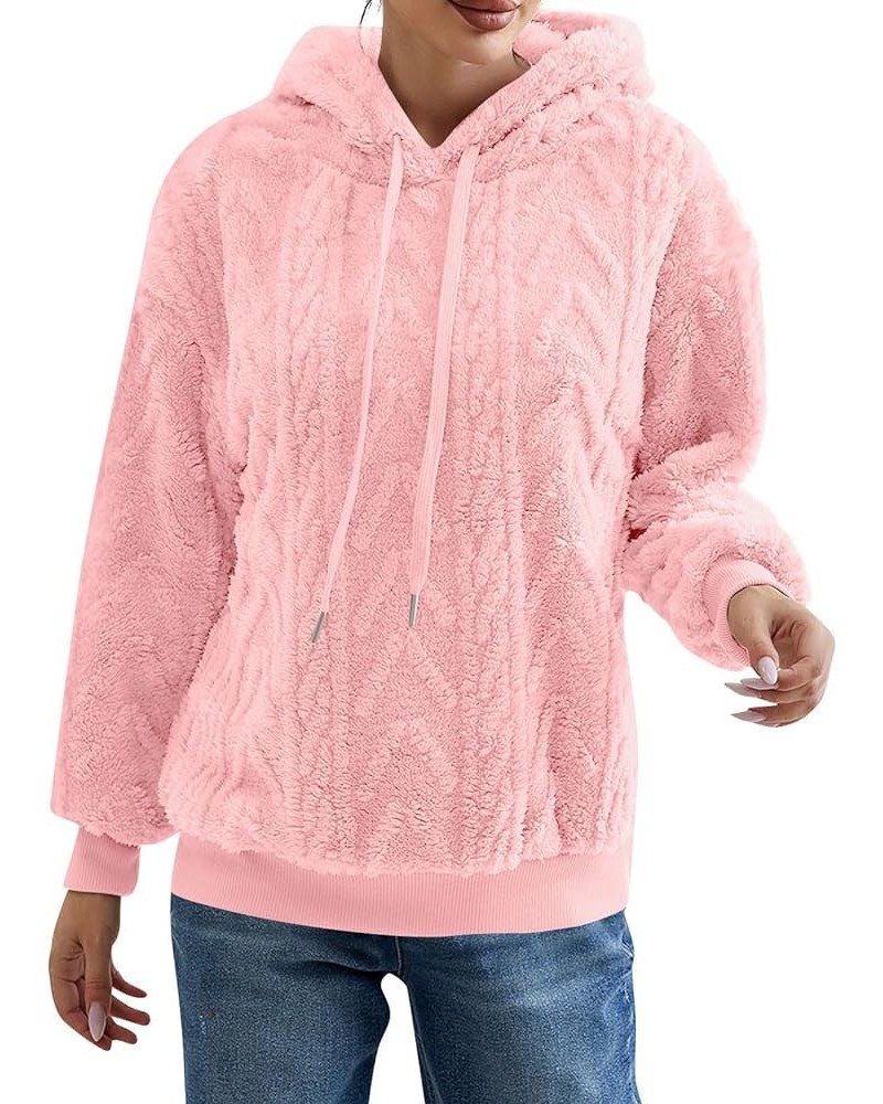 Women's Fuzzy Hoodies Sherpa Fleece Long Sleeve Hooded Sweatshirts Casual Drawstring Fluffy Cozy Pullover Tops Pink $10.50 Ho...