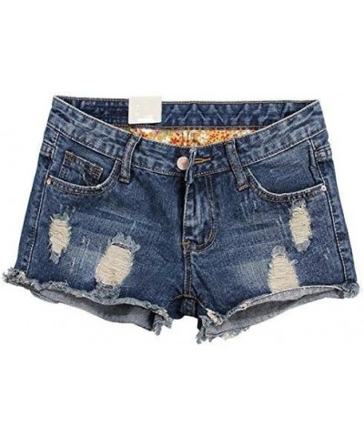 Womens Vintage Fringe Denim Shorts Jeans Vary Styles Blue Style 2 $19.60 Shorts