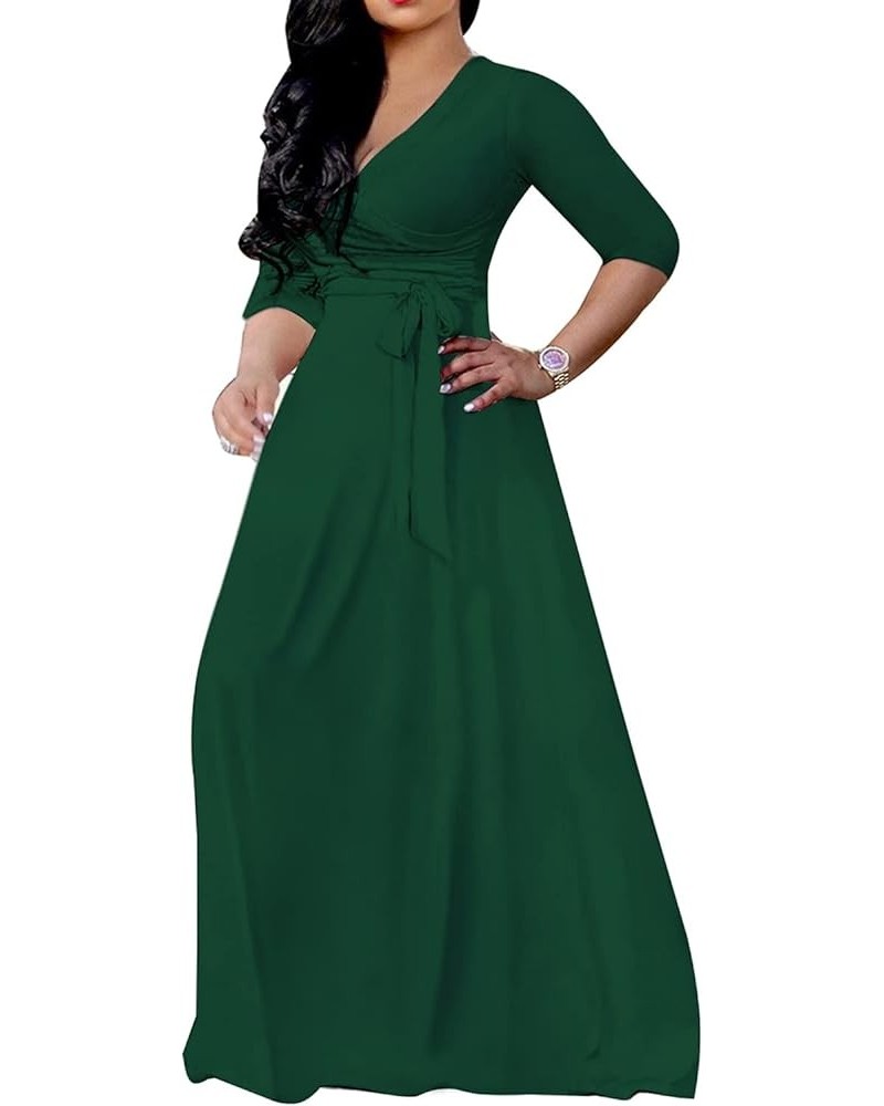 Womens Casual Floral Print Long Maxi Dress Plus Size Plain Party Outfits 8660green $18.45 Dresses