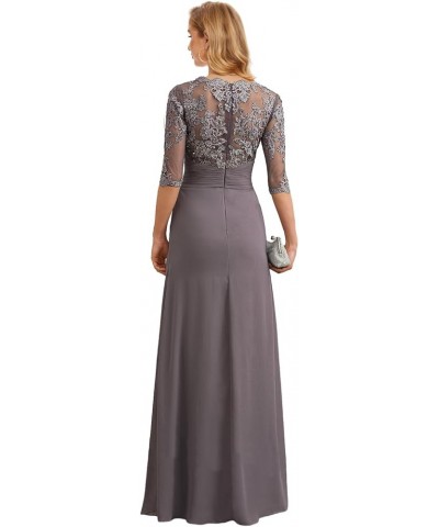 Long Mother of The Bride Dresses with Sleeves Ruched Chiffon Wedding Guest Dress Lace Formal Gown Coral $36.40 Dresses