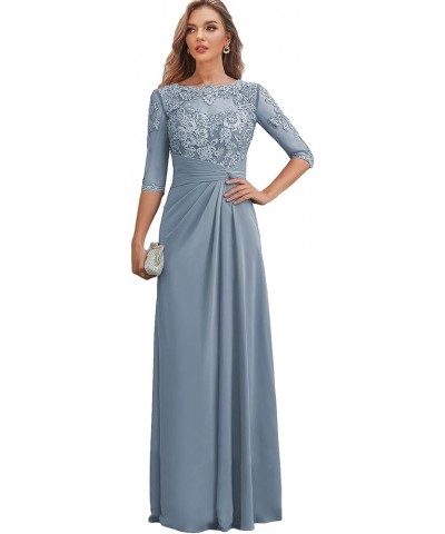 Long Mother of The Bride Dresses with Sleeves Ruched Chiffon Wedding Guest Dress Lace Formal Gown Coral $36.40 Dresses