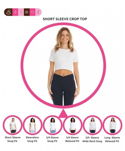 Women's Crewneck Slim Fitted Cotton Short Sleeve T-Shirt/Crop Top Stretchy Bodycon Basic Tees Crop Top Charcoal $14.74 T-Shirts