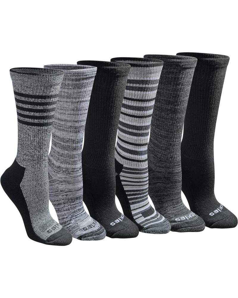 Women's Dri-tech Moisture Control Crew Socks Multipack Black Stripe (6 Pairs) $10.96 Socks