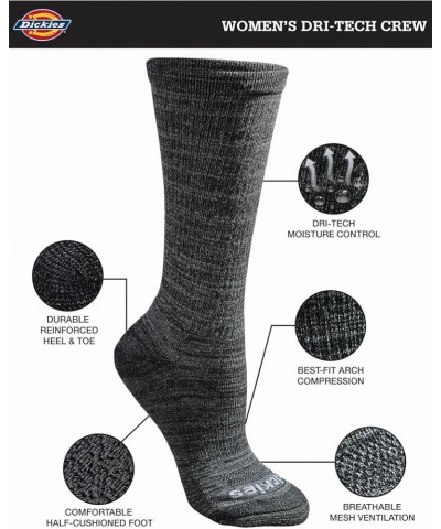 Women's Dri-tech Moisture Control Crew Socks Multipack Black Stripe (6 Pairs) $10.96 Socks