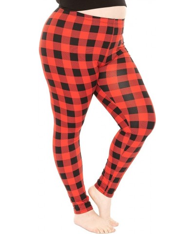 Women's Oh So Soft Plus Size Full and Knee Length Leggings | Small to 7X Full Length Buffalo Plaid $10.80 Leggings