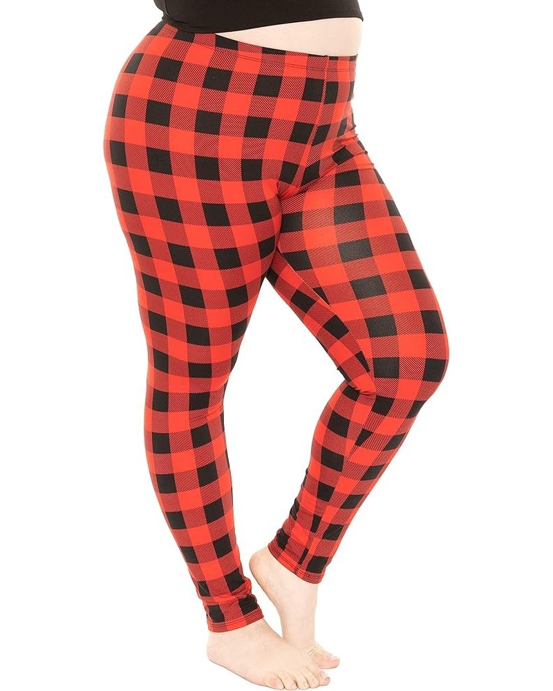 Women's Oh So Soft Plus Size Full and Knee Length Leggings | Small to 7X Full Length Buffalo Plaid $10.80 Leggings