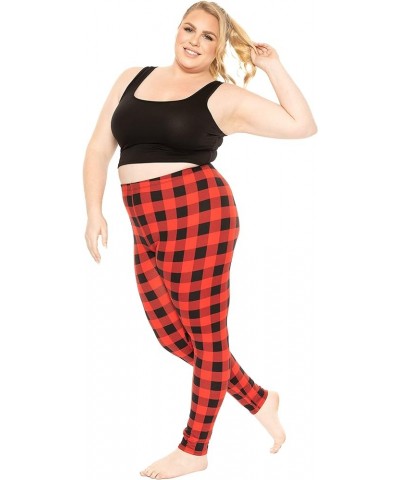 Women's Oh So Soft Plus Size Full and Knee Length Leggings | Small to 7X Full Length Buffalo Plaid $10.80 Leggings