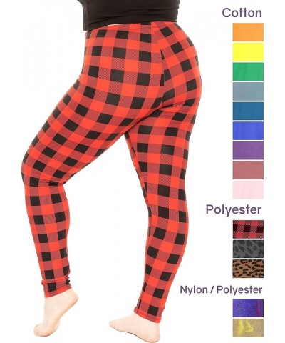 Women's Oh So Soft Plus Size Full and Knee Length Leggings | Small to 7X Full Length Buffalo Plaid $10.80 Leggings