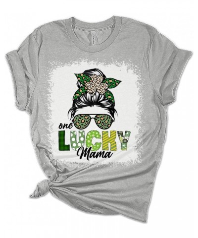 One Lucky Mama St Patricks Day Shirt Bella Irish Graphic Print Shirts for Women Heather Grass Green $16.49 Underwear