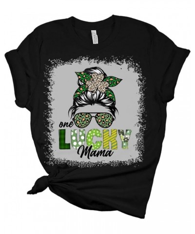 One Lucky Mama St Patricks Day Shirt Bella Irish Graphic Print Shirts for Women Heather Grass Green $16.49 Underwear