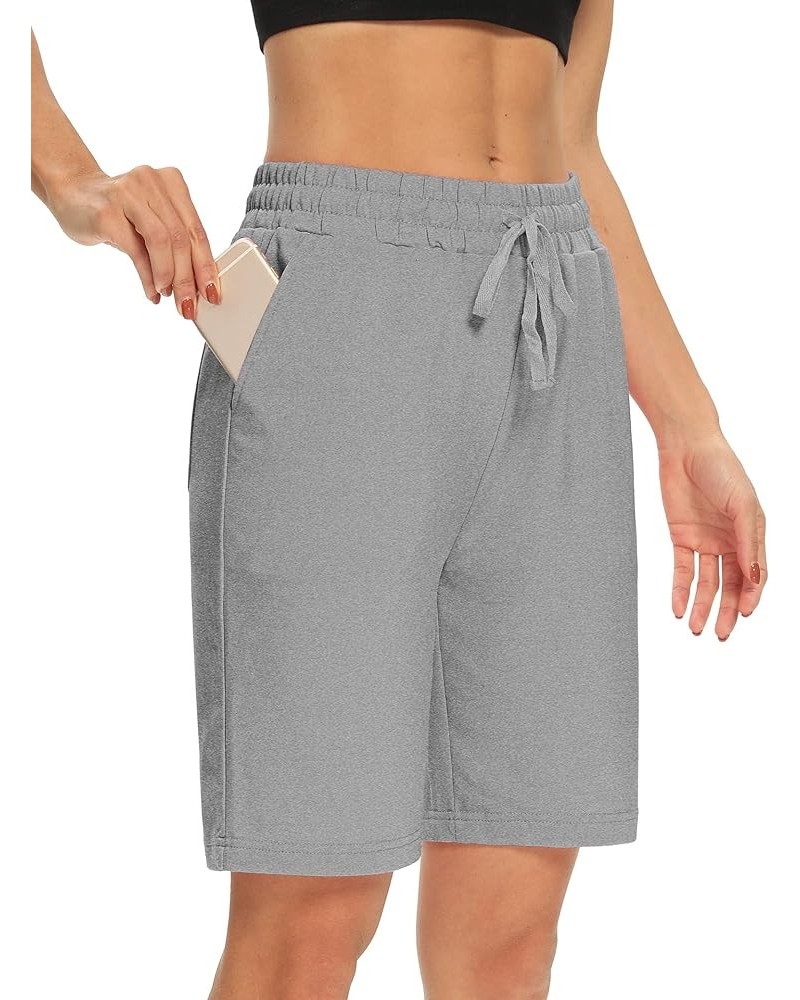 Womens Yoga Shorts Loose Comfy Drawstring Lounge Bermuda Shorts with 3 Pockets Light Gray $14.38 Activewear