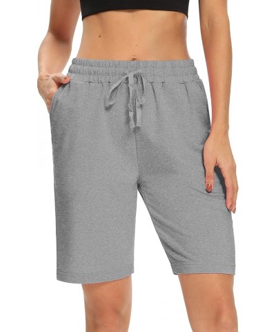 Womens Yoga Shorts Loose Comfy Drawstring Lounge Bermuda Shorts with 3 Pockets Light Gray $14.38 Activewear