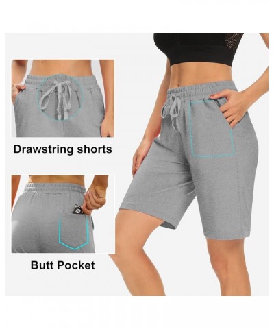 Womens Yoga Shorts Loose Comfy Drawstring Lounge Bermuda Shorts with 3 Pockets Light Gray $14.38 Activewear