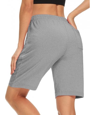 Womens Yoga Shorts Loose Comfy Drawstring Lounge Bermuda Shorts with 3 Pockets Light Gray $14.38 Activewear