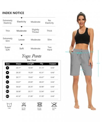 Womens Yoga Shorts Loose Comfy Drawstring Lounge Bermuda Shorts with 3 Pockets Light Gray $14.38 Activewear