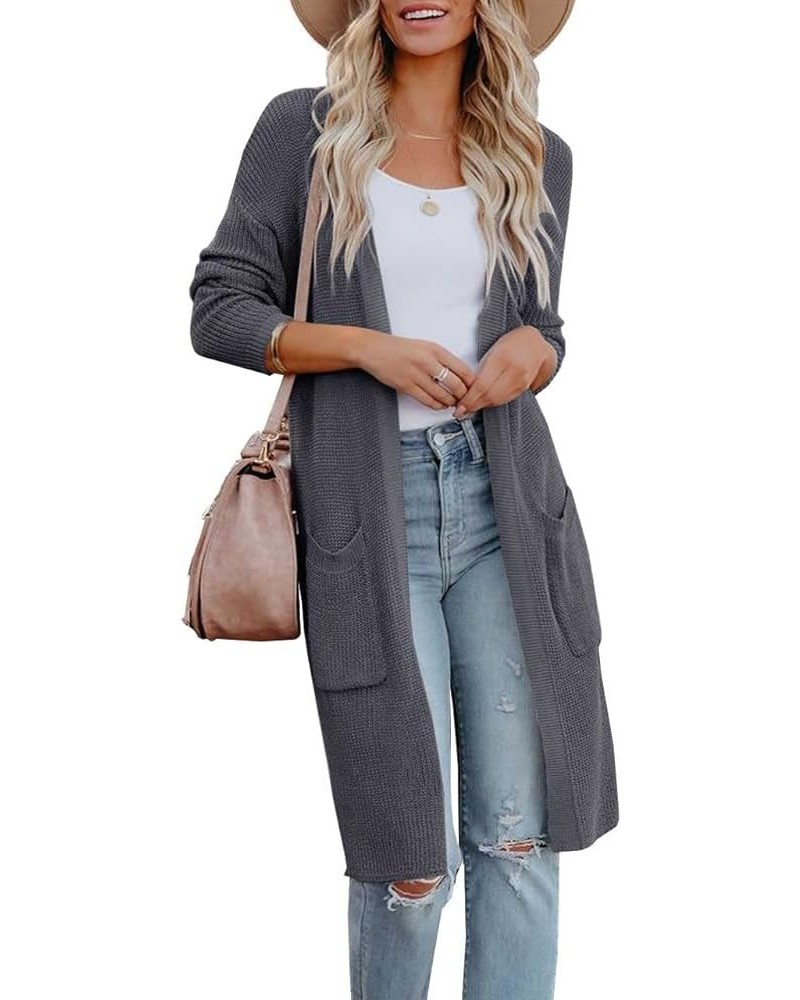 Womens Long Sleeve Open Front Cardigan Sweater Lightweight Knit Casual Loose Fit Sweaters Outerwear with Pockets Grey $13.20 ...