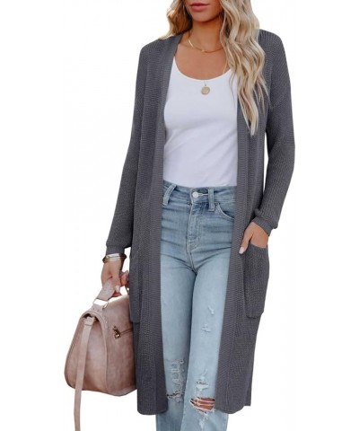 Womens Long Sleeve Open Front Cardigan Sweater Lightweight Knit Casual Loose Fit Sweaters Outerwear with Pockets Grey $13.20 ...