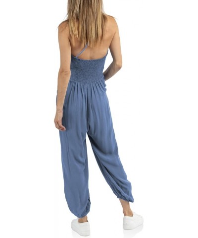 Women's Sexy Halter Jumpsuits Casual Deep V Nevk Beach Jogger Long Pants Rompers Navy $22.67 Jumpsuits