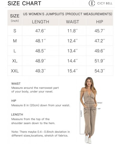 Women's Sexy Halter Jumpsuits Casual Deep V Nevk Beach Jogger Long Pants Rompers Navy $22.67 Jumpsuits