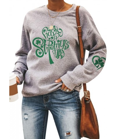 Womens St. Patricks Day Shamrock Sweatshirt Irish Clover Graphic Tops Oversized Long Sleeve Shirt Grey Tree $12.30 Hoodies & ...