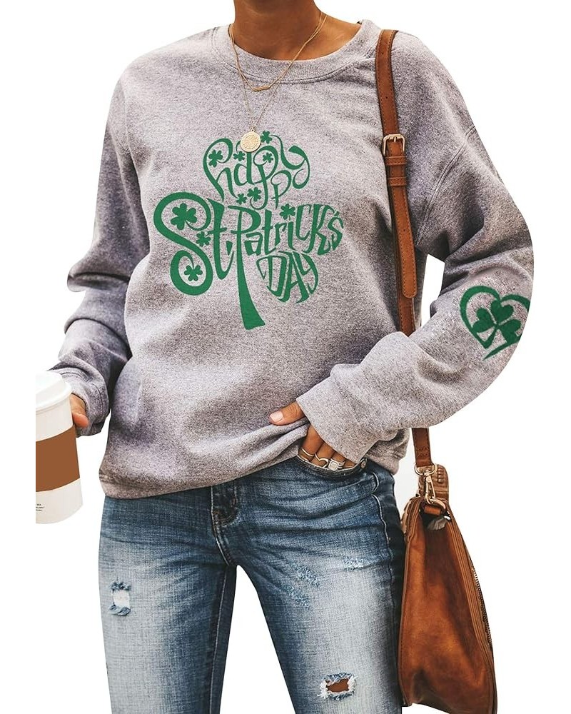 Womens St. Patricks Day Shamrock Sweatshirt Irish Clover Graphic Tops Oversized Long Sleeve Shirt Grey Tree $12.30 Hoodies & ...