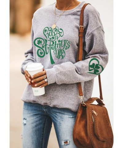 Womens St. Patricks Day Shamrock Sweatshirt Irish Clover Graphic Tops Oversized Long Sleeve Shirt Grey Tree $12.30 Hoodies & ...