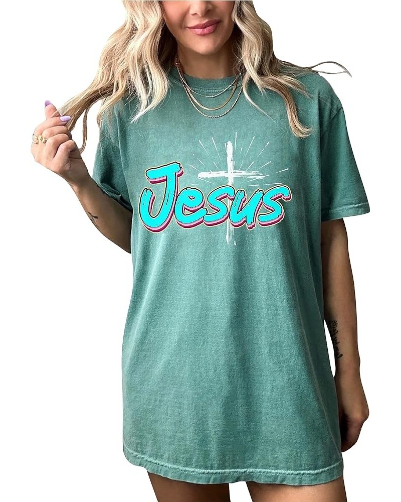 Religious Faith Jesus Cross Christian Shirt Prayer Women T-Shirts Light Green Design-3 $11.15 Others