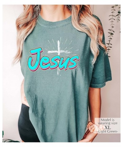 Religious Faith Jesus Cross Christian Shirt Prayer Women T-Shirts Light Green Design-3 $11.15 Others