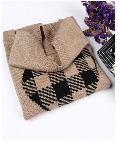 Women's Pullover Sweaters Long Sleeve Crewneck Front Ribbed Knitted Cute Heart Sweater 8176 Camel $16.77 Sweaters