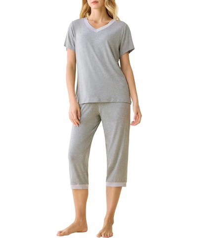 Women's Sleepwear Tops with Capri Pants Pajama Sets Light Gray $19.49 Sleep & Lounge