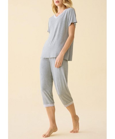 Women's Sleepwear Tops with Capri Pants Pajama Sets Light Gray $19.49 Sleep & Lounge