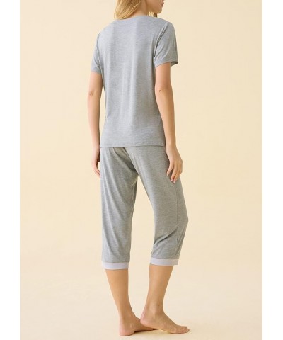 Women's Sleepwear Tops with Capri Pants Pajama Sets Light Gray $19.49 Sleep & Lounge