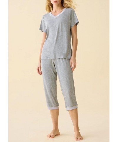 Women's Sleepwear Tops with Capri Pants Pajama Sets Light Gray $19.49 Sleep & Lounge