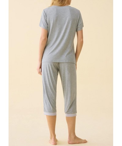 Women's Sleepwear Tops with Capri Pants Pajama Sets Light Gray $19.49 Sleep & Lounge