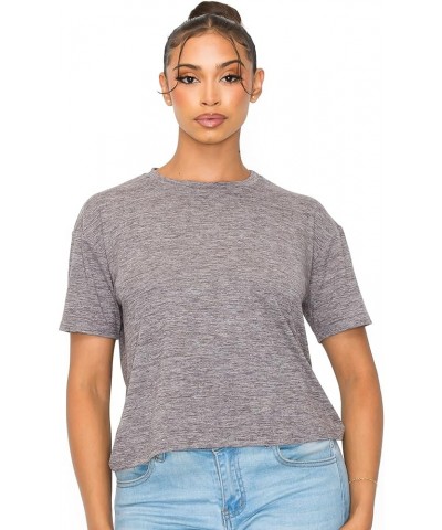 Women’s Crop Top – Short Sleeve Boxy Crewneck Casual Active Workout Yoga Gym Running Cropped Basic Tee T Shirts Hgrey $9.52 T...