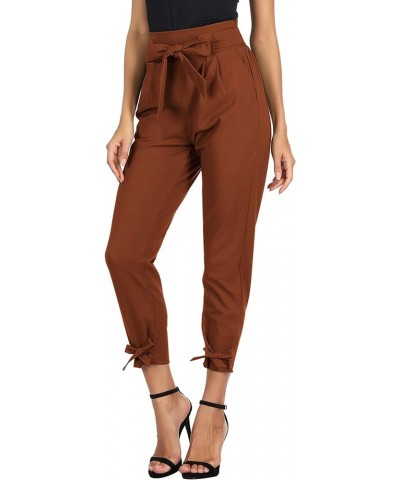 Womens Casual High Waist Pencil Pants with Bow-Knot Pockets for Work Coffee $13.99 Pants