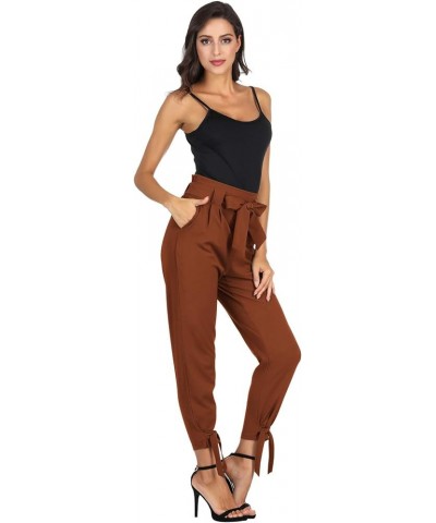 Womens Casual High Waist Pencil Pants with Bow-Knot Pockets for Work Coffee $13.99 Pants