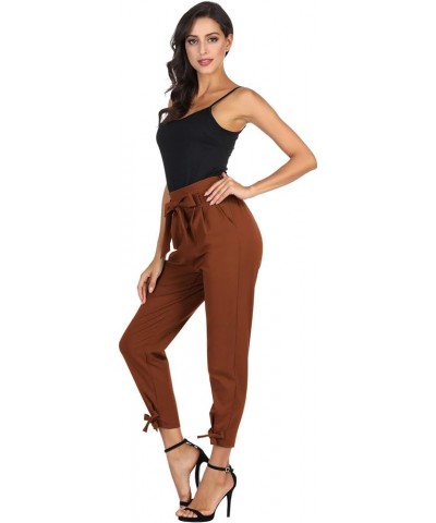 Womens Casual High Waist Pencil Pants with Bow-Knot Pockets for Work Coffee $13.99 Pants