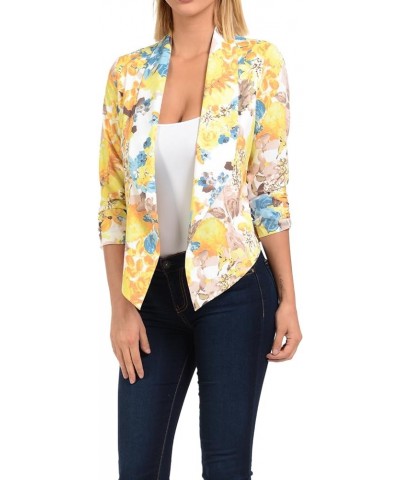 Womens Floral Casual Lightweight 3/4 Sleeve Fitted Open Blazer Floral Print 20 $16.51 Blazers