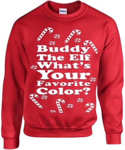 Buddy The Elf What's your favorite color? Unisex Crew Sweatshirt Red $9.66 Sweatshirts