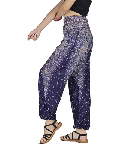 Women Harem Pant Boho Genie Aladdin Smocked Waist Yoga Trousers Peacock Navy $9.97 Activewear