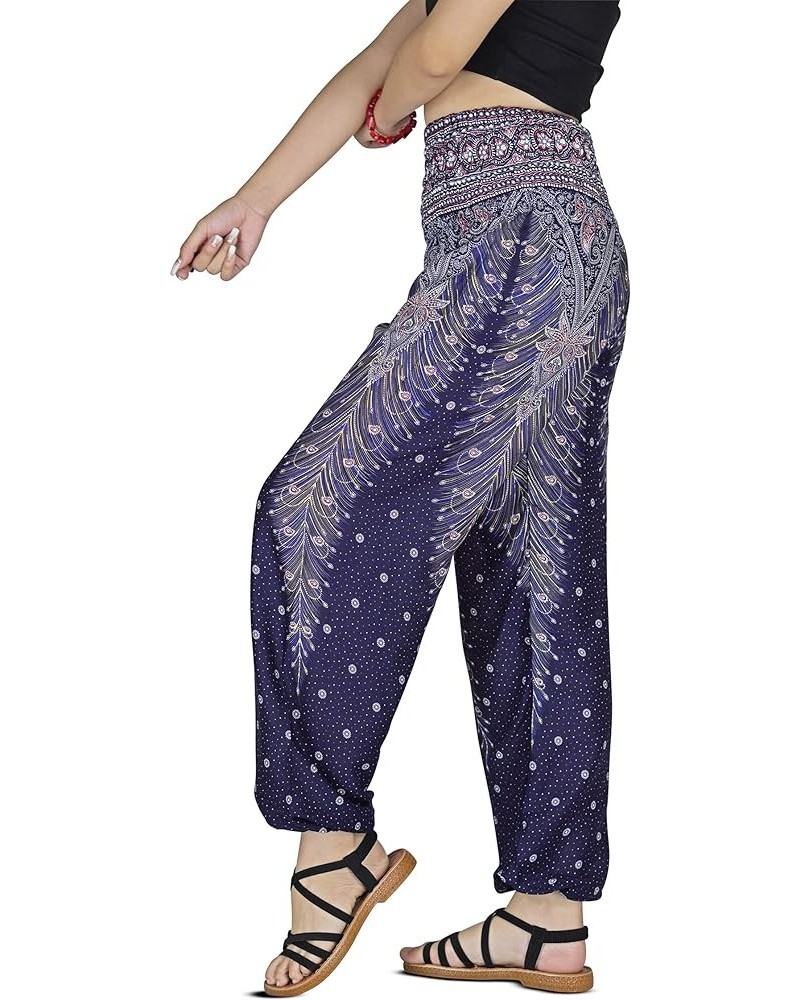 Women Harem Pant Boho Genie Aladdin Smocked Waist Yoga Trousers Peacock Navy $9.97 Activewear