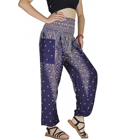 Women Harem Pant Boho Genie Aladdin Smocked Waist Yoga Trousers Peacock Navy $9.97 Activewear