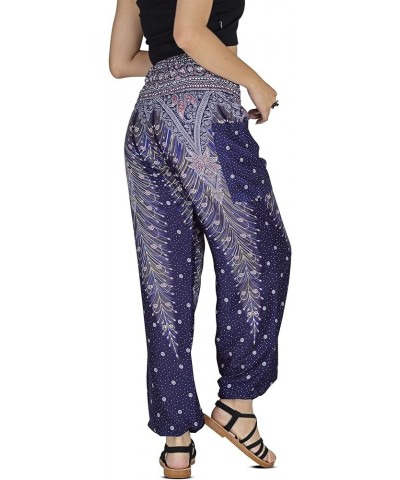 Women Harem Pant Boho Genie Aladdin Smocked Waist Yoga Trousers Peacock Navy $9.97 Activewear