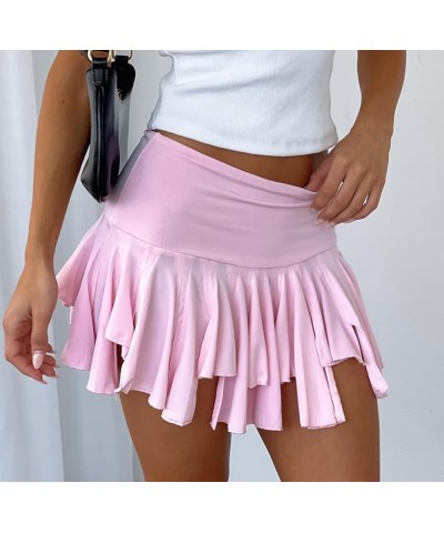 Women Y2k Ruffle Mini Skirt Asymmetrical Hem A Line Mini Short Pleated Skirt Summer Fairycore Skirt Streetwear Irregular Hem ...