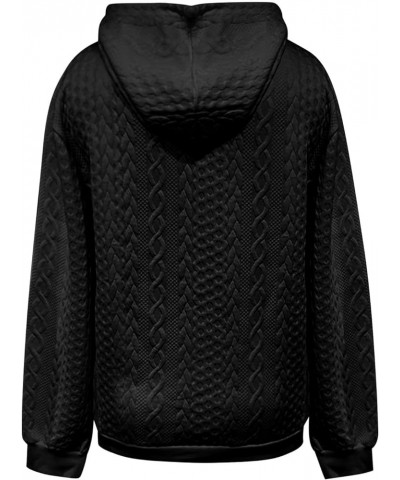 Womens Fuzzy Fleece Jacket Women's New Solid Hooded Thickened Jacquard Long Sleeve Sweater Coat Outerwear with De Black-b $11...