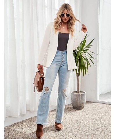 Women's Ripped Flare Bell Bottom Jeans Pants Retro Wide Leg Denim Pants C Azure Mood $23.50 Jeans