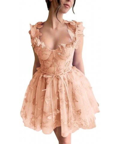 3D Flowers Homecoming Dresses for Teens Tulle Lace Appliques Sweetheart Short Prom Cocktail Dress 2023 Coral $28.67 Dresses